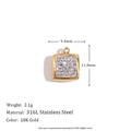 Mini 18K goud vergulde roestvrijstalen vierkante hanger met witte pavé zirkonia - Suikerklontje Strass Hanger-Goud-Wit