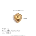 Mini hartvormige hanger van 18K verguld roestvrij staal met een kralenrand - Gegoten Hart Hanger - Goud