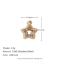 Stervormige 18K vergulde roestvrijstalen hanger met micro-pave kristallen versiering - Holle Vijfpuntige Ster Strass Hanger - Goud