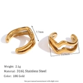 Boucles d'oreilles ear cuff en acier inoxydable 316L doré 18K au design ondulé - Or Minimaliste Double Vague