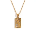 18K gold plated stainless steel Tarot necklace featuring the Strength card and leopard - Gold-Strength