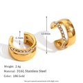 18K gold plated 316L stainless steel ear cuff with sparkling zircon stone inlay - Double Layer Rhinestone C-Shape (Gold)