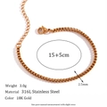 18K gold plated 316L stainless steel box chain bracelet with adjustable lobster clasp - 2.5mm Box Chain Gold