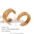 18K gold plated 316L stainless steel ear cuff with textured beaded pattern design - Triple Row Beads C-Shape (Gold)