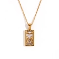 18K vergoldete Edelstahl Tarot The Lovers Halskette mit Muscheleinlage und Kristallen - Gold-Die Liebenden