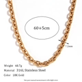 7.2mm wide 18K gold plated 316L stainless steel blade chain necklace for women - 7.2mm Diamond Cut Cross Chain-Gold Necklace-40cm+5cm
