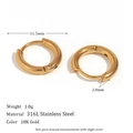 Pendientes de aro clásicos huggie de 11,5 mm en acero inoxidable chapado en oro 18K - 12mm / Dorado