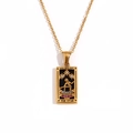 18K vergoldete Tarot-Halskette mit schwarzem Emaille-Sternen-Design und bunten Kristallen - Gold - Stern