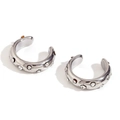 Polished silver-tone C-shape ear cuffs paved with sparkling cubic zirconia crystals - Silver Mini C-Shape Rhinestone Smooth