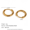 Pendientes de aro clásicos de 13,6mm en acero inoxidable con baño de oro de 18 quilates - 14mm / Dorado