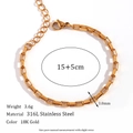 18K gold plated stainless steel 3.0mm rectangle link chain bracelet with lobster clasp - 3mm Long Box Chain Gold