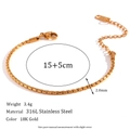 18K gold plated 316L stainless steel box chain bracelet with 15+5cm adjustable length - 2.2mm Hammered Round Bead Chain Gold