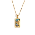 18K vergoldete Edelstahlkette mit Tarot-Kaiserin-Anhänger und bunten Steinen - Gold-Die Herrscherin