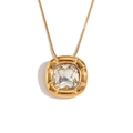 Collana con pendente in zircone quadrato minimalista placcato oro 18 carati - Collana-Oro-Zircone bianco