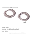 Silver 316L stainless steel hoop earrings with 11.5mm diameter and diamond cut finish - 12mm / Silver