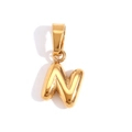 Μίνιμαλ μενταγιόν γράμμα Ν από ανοξείδωτο ατσάλι με επίστρωση χρυσού 18K και γυαλιστερό φινίρισμα - N(C9008) / Χρυσό