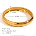 Polished 18K gold-plated stainless steel bangle with 10mm width and 38.3g weight - 10mm Wide Smooth Cuff Bracelet 60mm Inner Diameter - Gold