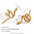 Boucles d'oreilles serpent minimalistes plaquées or 18K en acier inoxydable 316L - Mini Serpent à Carreaux (Or)