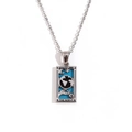 Silberne Tarot-Halskette Der Welt XXI Design mit blauem Emaille-Inlay verziert - Stahl-Die Welt