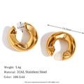 Manchette d'oreille en C épaisse en acier inoxydable 316L avec placage or 18K - Or Mini Moulé Forme C Coupe Épaisse