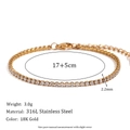 Bracciale in acciaio inossidabile 316L placcato oro 18K con zirconi micro-incastonati - Oro (Catena in Strass da 2,2 mm)
