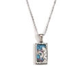 Silberne rechteckige Tarot-Halskette Modell Die Herrscherin mit blauem Inlay und Kristallen - Stahl-Die Herrscherin