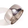 Minimalist wide band stainless steel ring with a polished silver mirror finish - 30mm Wide Smooth Cuff Bracelet 60mm Inner Diameter - Steel Color