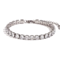 Bracciale tennis placcato argento con zirconi e catena di estensione regolabile - Argento (Catena in Strass da 5,0 mm)