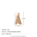18K gold plated letter A pendant in 316L stainless steel with clear mini rhinestones - Gold-A