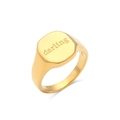 Anillo de sello minimalista chapado en oro de 18K con grabado darling para mujeres - US 6 / Dorado-Darling