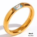 Δαχτυλίδι από ανοξείδωτο ατσάλι 18K με γαλάζιο ζιργκόν για τον Μάρτιο - Μέγεθος 6 / Θαλασσί
