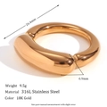 Polished 18K gold-plated stainless steel chunky smile ring for women minimalist style - US 6 / Gold