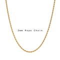 Minimalist 2mm 18K gold plated stainless steel rope chain necklace for women - 2mm Rope Chain Necklace (45cm+5cm)