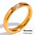 Anello minimalista in acciaio inossidabile placcato oro 18K con zircone champagne - Champagne scuro