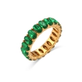 Golden stainless steel eternity ring featuring oval green cubic zirconia stones - US 6 / Gold with Green Stone