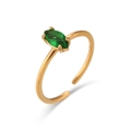 Minimalistischer 18K vergoldeter Ring mit grünem Zirkon im Marquise-Schliff - Einstellbar Offen / Grüner Zirkonia