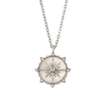 Silver eight-pointed star pendant necklace with white shell inlay and sparkling rhinestones - Steel