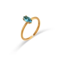 Verstellbarer 18K vergoldeter Ring mit einem blauen Zirkon im Marquise-Schliff - Einstellbar Offen / Blauer Zirkonia