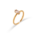 Verstellbarer, 18K vergoldeter Ring mit einem Zirkonstein im Marquise-Schliff - Einstellbar Offen / Weißer Zirkonia