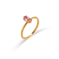 18K vergoldeter Edelstahlring mit rosa Zirkonia im Marquise-Schliff und offenem Design - Einstellbar Offen / Rosa Zirkonia