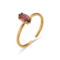 Minimalistischer Ring aus 18K vergoldetem Edelstahl mit rotem Marquise-Zirkon - Einstellbar Offen / Roter Zirkonia