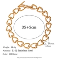 Detail view of 18K gold plated heart link necklace with toggle clasp dimensions - Necklace / Gold