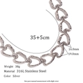 Silver 316L stainless steel necklace featuring textured hollow heart-shaped links - Necklace / Steel