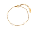Bracciale minimalista in acciaio inossidabile placcato oro 18K con perle d'acqua dolce - Bracciale a Catena con Perle d'Acqua Dolce - Oro