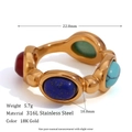 Retro 18K gold plated stainless steel ring with four colorful oval natural stones - US 6 / Four-Stone Colorful Natural Stone Ring-Gold