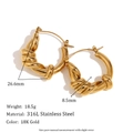 Chic 18K gold plated 316L stainless steel multi-layer twisted V-shape hoop earrings - Twist Hoop (Gold)