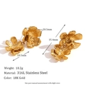 316L Edelstahl Ohrringe in Blumenform mit 18K Goldbeschichtung und gebürsteten Blättern - Gold Vintage Kirschblüte Ohrhänger