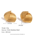 18K gold plated 316L stainless steel multilayer V-shaped earrings in 25.5mm size - Geometric Spiral Stud (Gold)