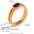 Vintage 18K gold plated stainless steel ring featuring an oval blue lapis lazuli stone - US 6 / Thin Striped Ring Lapis Lazuli