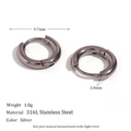Silver 316L stainless steel mini hoop earrings with 9.7mm diameter and 2.0mm thickness - 10mm / Silver
